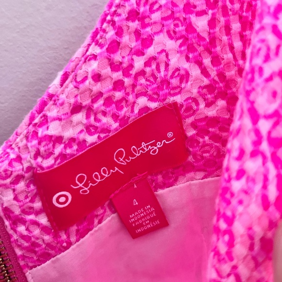 LILLY PULITZER Barbie Pink Textured Embroidered Sleeveless Mini Dress - Picture 4 of 4